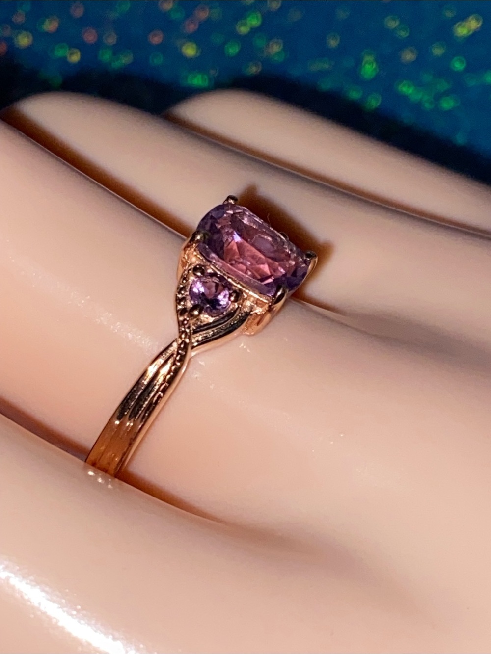 D’Joy Rose De France Amethyst 1.60 ctw Rose Gold Plated Sterling Silver Trilogy